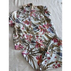 Vintage Sag Harbor Tropical 100% Cotton Vacation Resort Cruise Shirt Pants Sz 1X